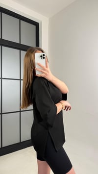 Siyah Basic Yırtmaç Detaylı Modal Tshirt GAUS-01060GAUSTshirtGAUS-01060