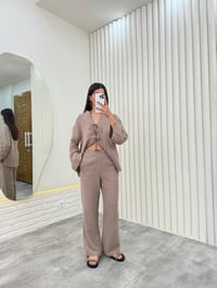 Vizon Önü Bağlamalı Beli Lastikli Müslin Kumaş Takım Gaus00282GausTAKIMGU1001658