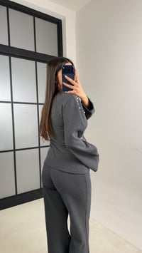 Antrasit İnci İşleme Detaylı Kazak Pantolon Selanik Triko Takım GAUS-01069GAUSTAKIMGAUS-01069