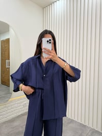 Lacivert  ZR Model Cepli İthal Keten Takım Gaus00312GausTAKIMGU1001718