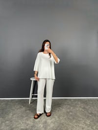 Popy Beyaz Bürümcük Kısa Kol Üst Pantolon İkili TakımGausTAKIMGU008695