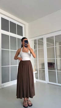 Kahve Kemer Detaylı Yumuşak Dokulu Etek GAUS-01723GAUSETEKGAUS-01723