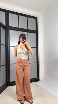 Kiremit Geniş Paça Denim Tencel Pantolon GAUS-01570GAUSDENİM PANTOLONGAUS-01570
