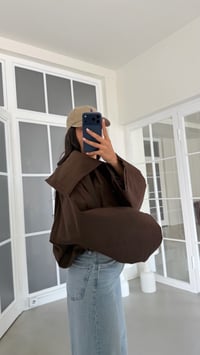 Kahve Geniş Yakalı Astarlı Paraşüt Kumaş Ceket GAUS-02161GAUSJacketsGAUS-02161
