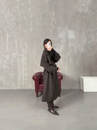 Elsa Acı Kahve Kuşaklı Poliviskon Astarlı Tasarım Premium TrençkotGausKABANGU100357