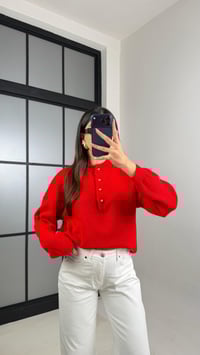 Kırmızı Gold Düğmeli Triko Kazak GAUS-00887GAUSKAZAKGAUS-00887