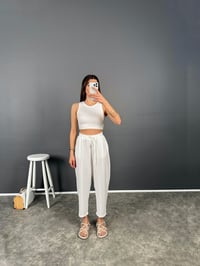 Dux Beyaz Beli Lastikli Şalvar PantolonGausPANTOLONGU008082