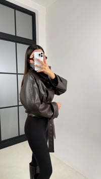 Acı Kahve Muadil Premium Astarlı Kuşaklı Deri Ceket GAUS-00517GAUS السترات  GAUS-00517