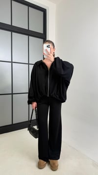 Siyah Bomber Hırka Beli Lastikli Pantolon İkili Takım GAUS-00556GAUSTAKIMGAUS-00556