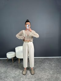 Hasır Kemerli Keten Pantolon GausPANTOLONGU007198