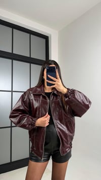 Bordo Dikiş Detaylı Astarlı Deri Ceket GAUS-00908GAUSCEKETGAUS-00908