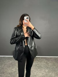 San Siyah Deri Blazer Ceket GausCEKETGU002681