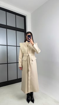 Taş Astarlı Kuşaklı Cep Detaylı Premium Kaşe Kaban GAUS-00963GAUSKABANGAUS-00963