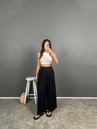 Flos Siyah Oys Modal Kumaş Rahat Dokuma PantolonGausPANTOLONGU008622