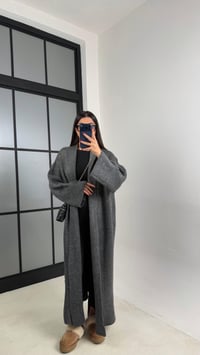 Antrasit Oversize Maxi Boy Triko Hırka GAUS-00728GAUSCardiganGAUS-00728