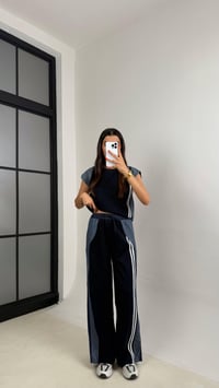 Siyah Denim Detaylı Şeritli İkili Takım GAUS-0050GAUSTAKIMGAUS-0050