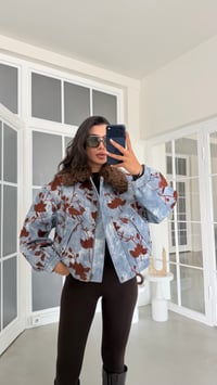Mavi Kürk Yakalı Nakışlı Astarlı Premium Ceket GAUS-02165GAUSJacketsGAUS-02165