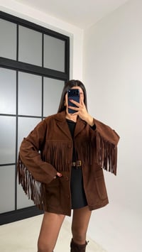 Acı Kahve Püskül Detaylı Astarlı Süet Ceket GAUS-00682GAUSCEKETGAUS-00682