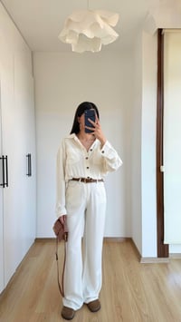 Bej Beli Lastikli Tencel Denim Tulum GAUS-01394GAUSTULUMGAUS-01394