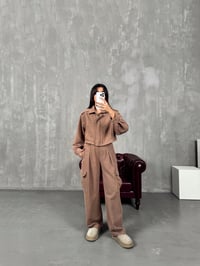 Blom Kahve Gabardin Beli Lastikli Cepli İkili TakımGausTAKIMGU00903802