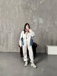 Lome Beyaz Denim Karışımlı Şardonlu Oversize TakımGausTAKIMGU00903864