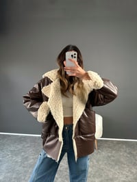 Kahverengi Kapüşonlu Deri İçi Kürklü Kapüşonlu MontGausMONTGU002853