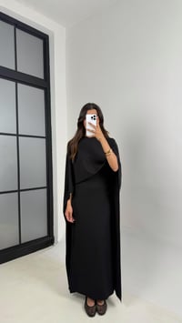 Siyah Pelerinli Elbise Modal Premium Takım Gaus00625GausTAKIMGU1002458