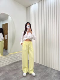 Sarı Beli Lastikli Cepli Tensel Pantolon Gaus00314GausPANTOLONGU1001722