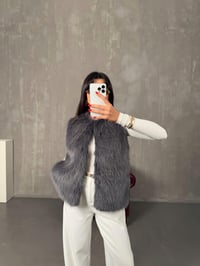 Tilly Antrasit Peluş Astarlı Kürk YelekGausYELEKGU00904325