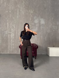 Mocha Acı Kahve Kemer Detaylı Palazzo PantolonGausPANTOLONGU00904374