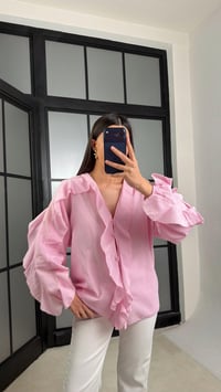 Pembe Fırfır Detaylı Vual Kumaş Gömlek GAUS-01288GAUSShirtGAUS-01288