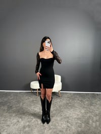 Minika Siyah Kolları Dantelli Elbise GausELBİSEGU004317