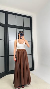Kahve Kemerli Astarlı Etek GAUS-01549GAUSETEKGAUS-01549