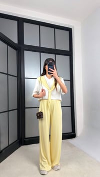 Sarı Şal Detaylı Basic Tshirt Beli Lastikli Pantolon İkili Eşofman Takımı GAUS-01284GAUSTAKIMGAUS-01284