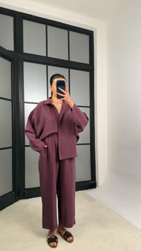 Mürdüm Gömlek Beli Lastikli Pantolon Premium Tencel Kumaş Takım GAUS-01525GAUSSuitsGAUS-01525