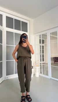 Haki Bluz Beli Lastikli Pantolon İkili Tencel Takım GAUS-01769GAUSTAKIMGAUS-01769