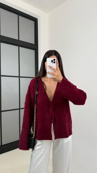 Bordo Önü Bağlamalı Premium Sakallı Hırka GAUS-0092GAUSHIRKAGAUS-0092