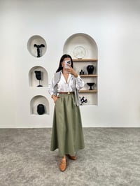 Gosa Haki Beli Lastikli Gabardin Kumaş EtekGausETEKGU008957