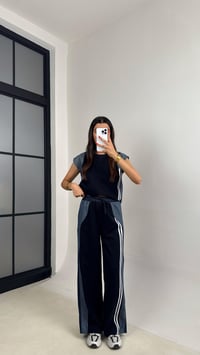 Siyah Denim Detaylı Şeritli İkili Takım GAUS-0050GAUSTAKIMGAUS-0050