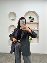 Melins Antrasit Çizgili Astarlı Sakallı Blazer CeketGausCEKETGU00903576