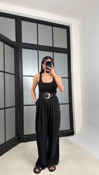 Siyah Kemerli Geniş Paça Pantolon GAUS-01339GAUSPANTOLONGAUS-01339