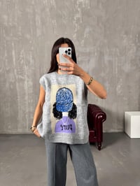 KN Gri Pure Baskılı SüveterGausKAZAKGU00903816