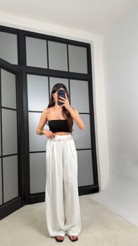 Ekru Gold Zincirli Kemer Muadil Tencel Pantolon GAUS-01556GAUSPANTOLONGAUS-01556