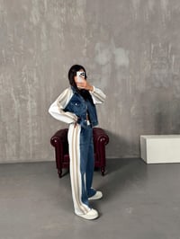 Gong Beyaz Denim Karışımlı Şeritli TakımGausTAKIMGU00904032