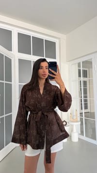 Kahve Desenli Kimono GAUS-01788GAUSالبلوزات GAUS-01788