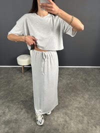 Creon Gri Modal Kumaş Etekli Tshirt TakımGausTAKIMGU007958