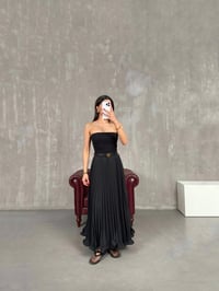 Siyah Pileli Astarlı Şifon Etek Gaus00187GausETEKGU1001431
