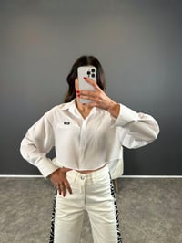 Cardi Beyaz Baskılı Crop GömlekGausGÖMLEKGU004388