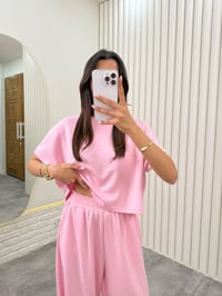 Pembe Balon Pantolon Modal Kumaş İkili Takım Gaus00320GausTAKIMGU1001738