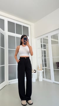 Siyah Gold Düğmeli Tencel Pantolon GAUS-01844GAUSPantsGAUS-01844